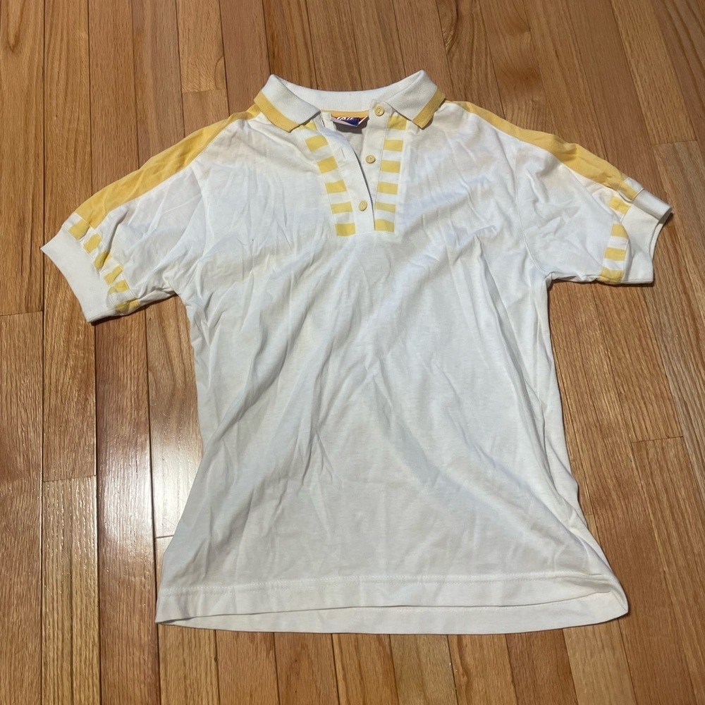 TAIL White Collared Shirt With Yellow Detailing Size Small